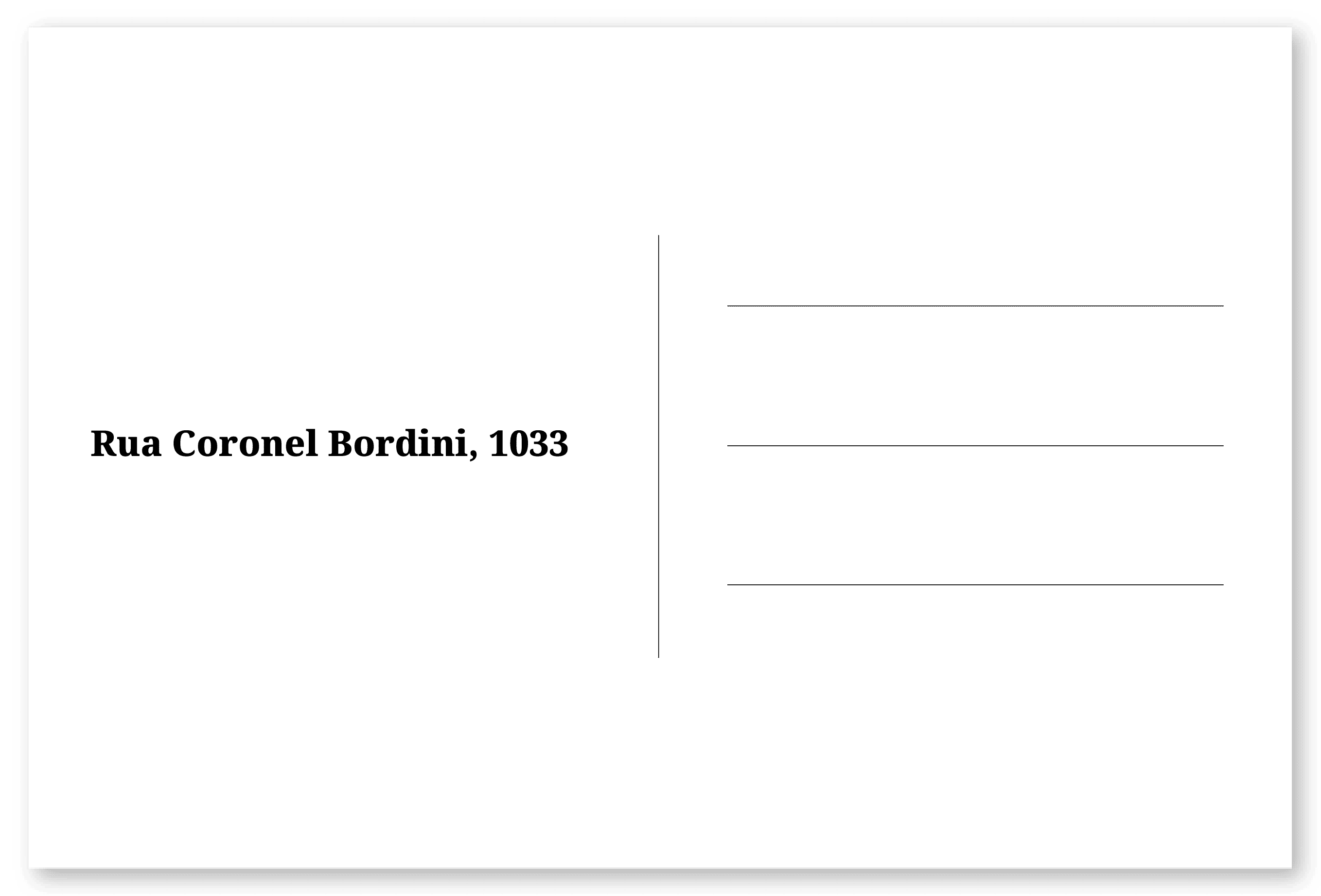 Imagem de um cartão postal, com o seguinte texto: Rua Coronel Bordini, 1033. Fim da descrição.